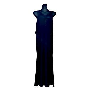 Black Evening Gown. Sheer and beaded . Size XL